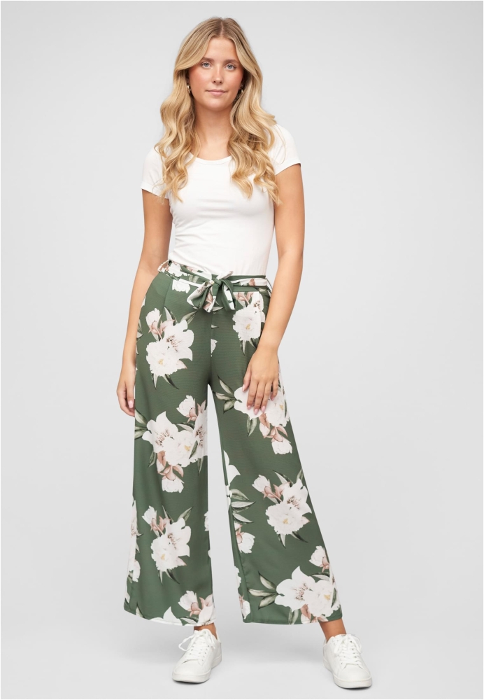 Sommerhose mit Bindegrtel und Blumen Print Cloud5ive