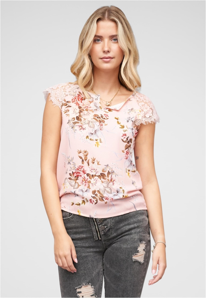 Top Spitzen mit V-Neck und Blumen Print Cloud5ive