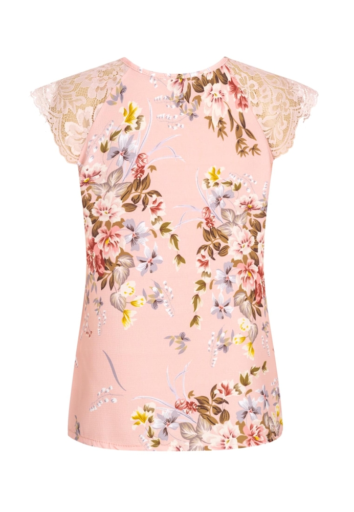 Top Spitzen mit V-Neck und Blumen Print Cloud5ive