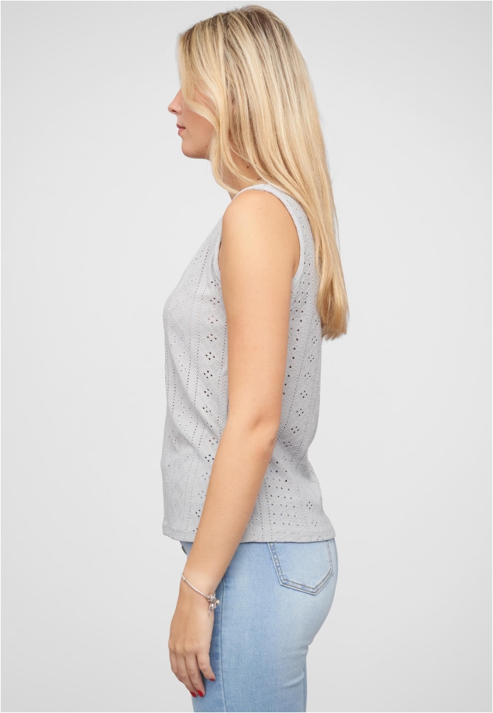 Top mit Lochmuster und V-Neck