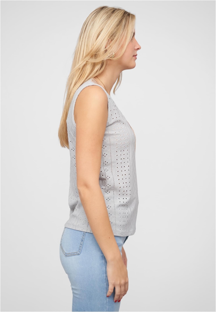 Top mit Lochmuster und V-Neck