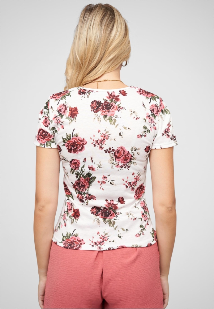 Camasa urban T- mit Blumenprint und Rundhals