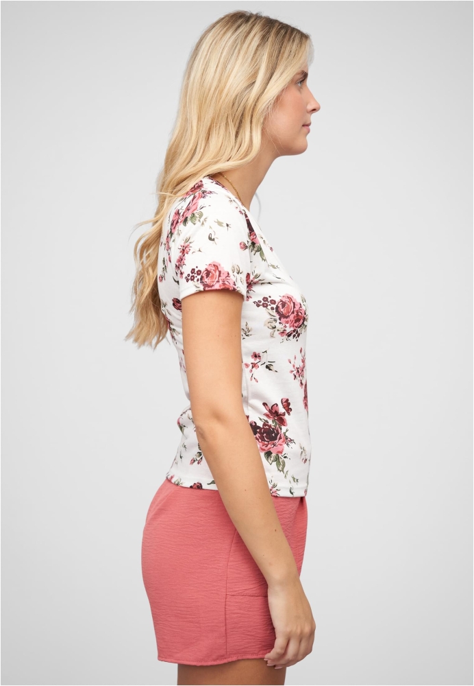 Camasa urban T- mit Blumenprint und Rundhals