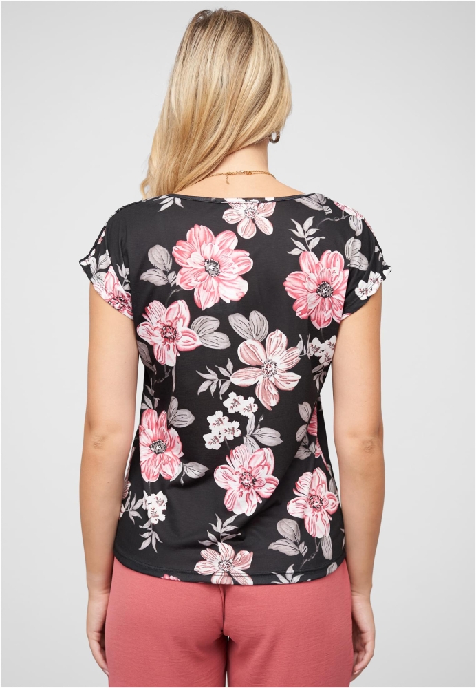 Camasa urban T- mit Blumenprint und Rundhals