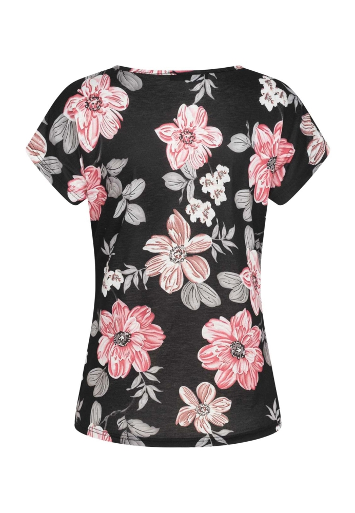 Camasa urban T- mit Blumenprint und Rundhals