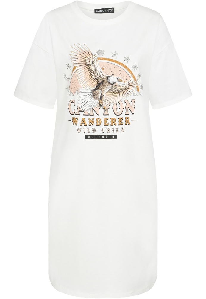 Camasa urban T- Kleid mit Adler Print und Rundhals