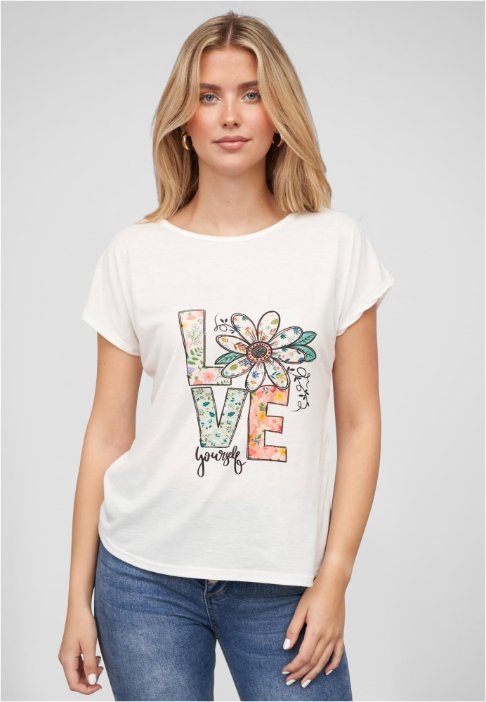 Camasa urban Viskose T- mit Love-Blumen Print