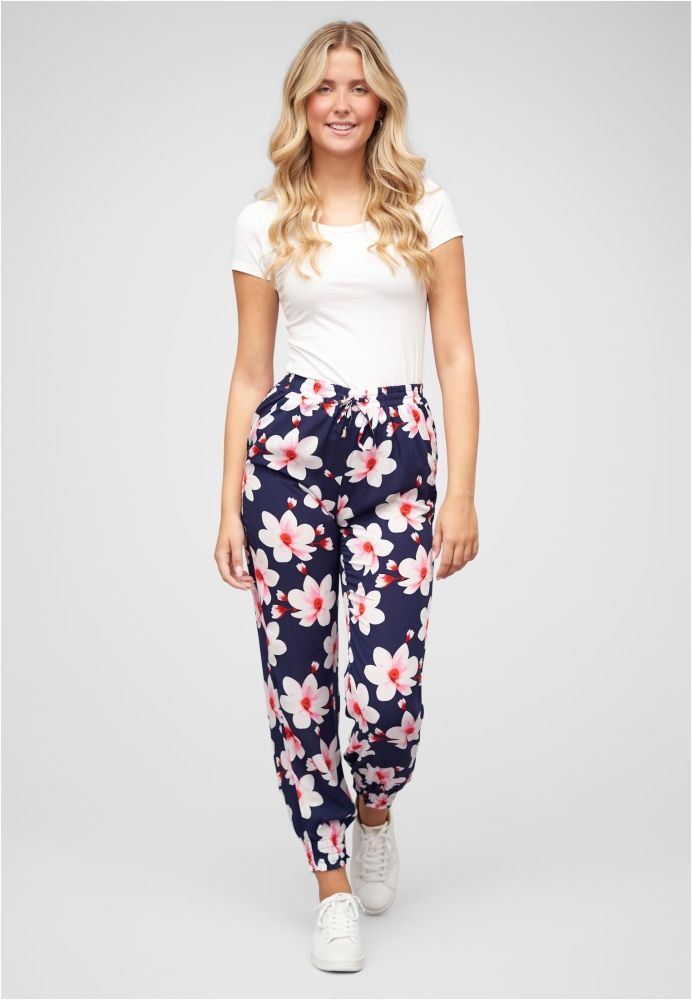 Viskose Hose mit Bndchen 2-Pockets Big Flowers Cloud5ive