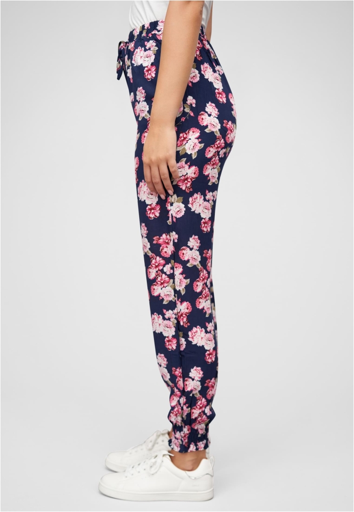 Viskose Hose mit Bndchen 2-Pockets Blumen Print Cloud5ive