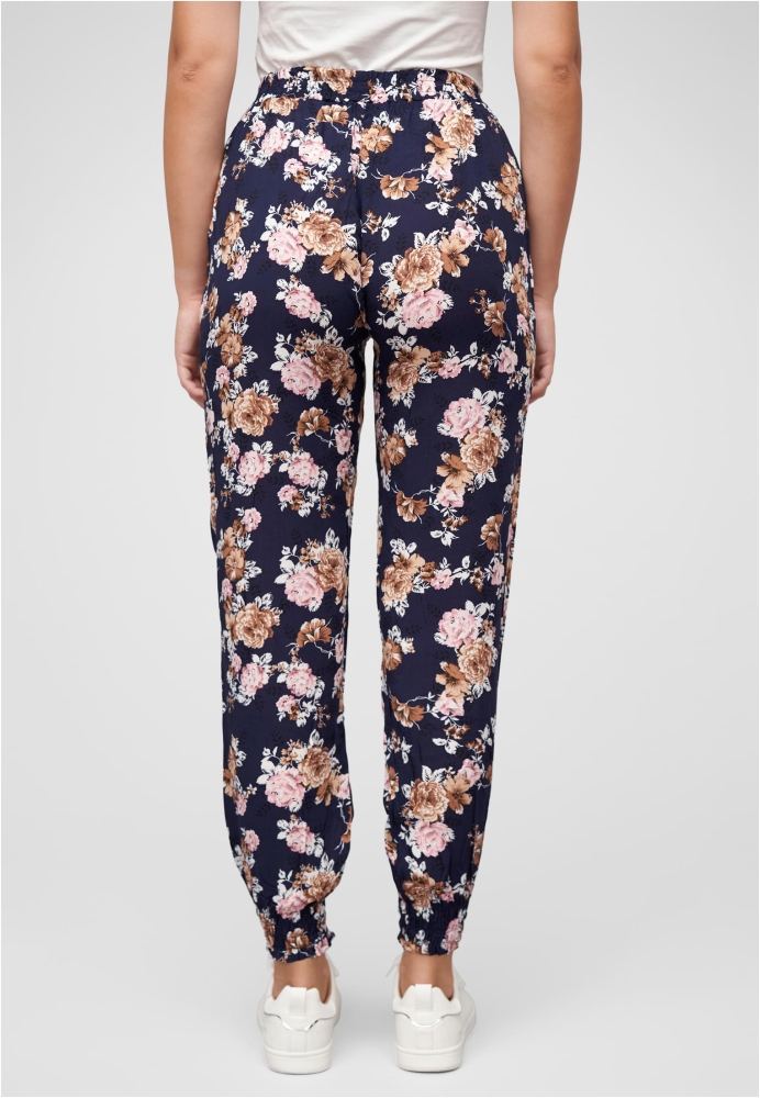 Viskose Hose mit Bndchen 2-Pockets Rosen Print Cloud5ive