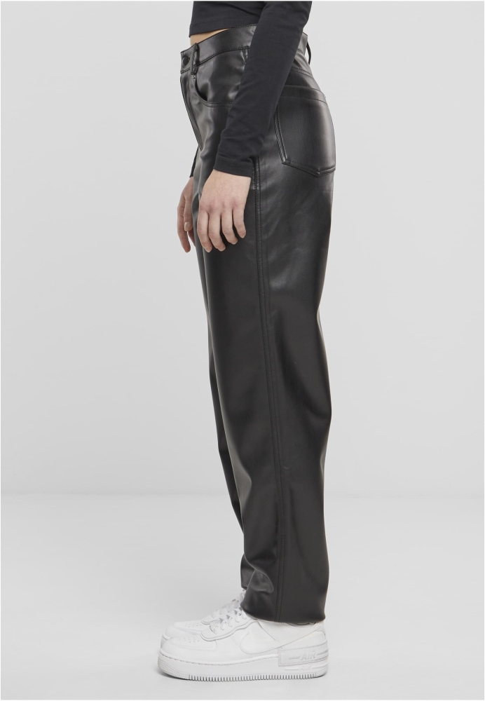 Pantaloni Straight Leg Synthetic piele dama Urban Classics