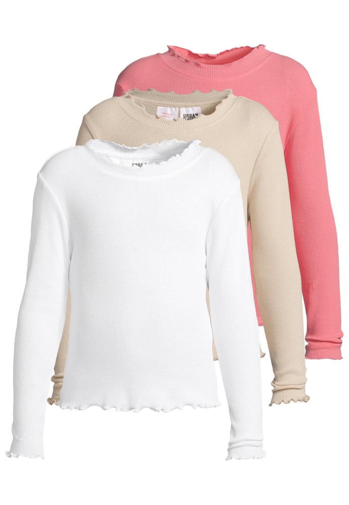 Girls Short Rib Longsleeve 3 Pack Urban Classics