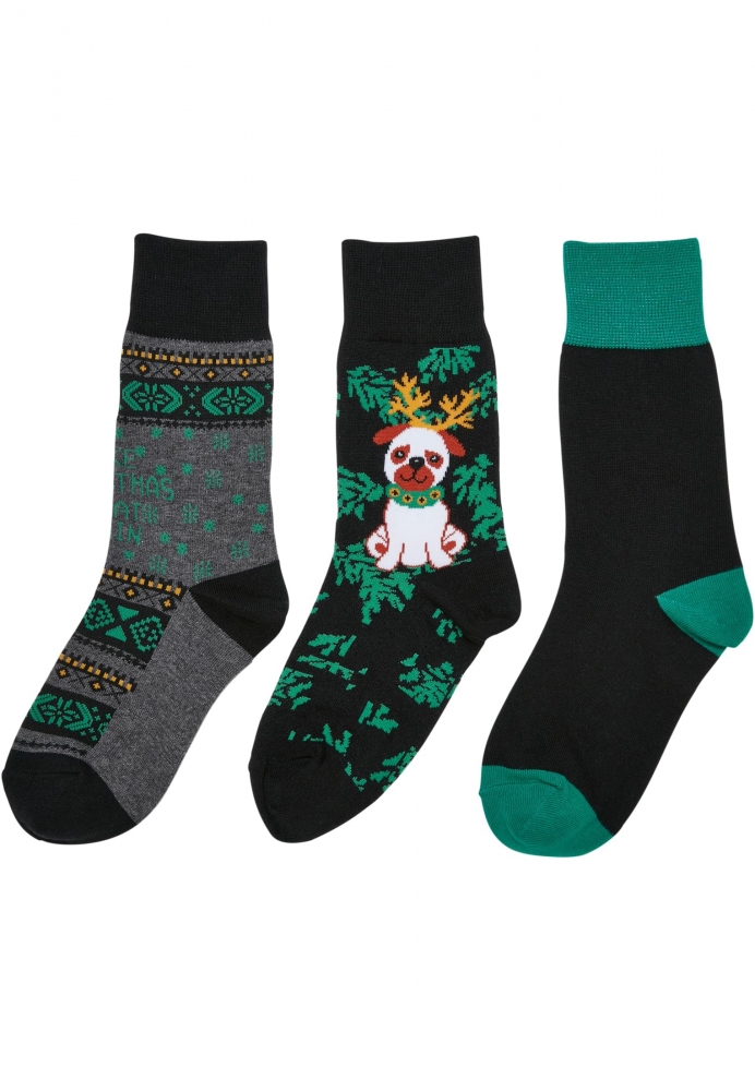 Sosete casual Christmas Dog 3-Pack copii Urban Classics